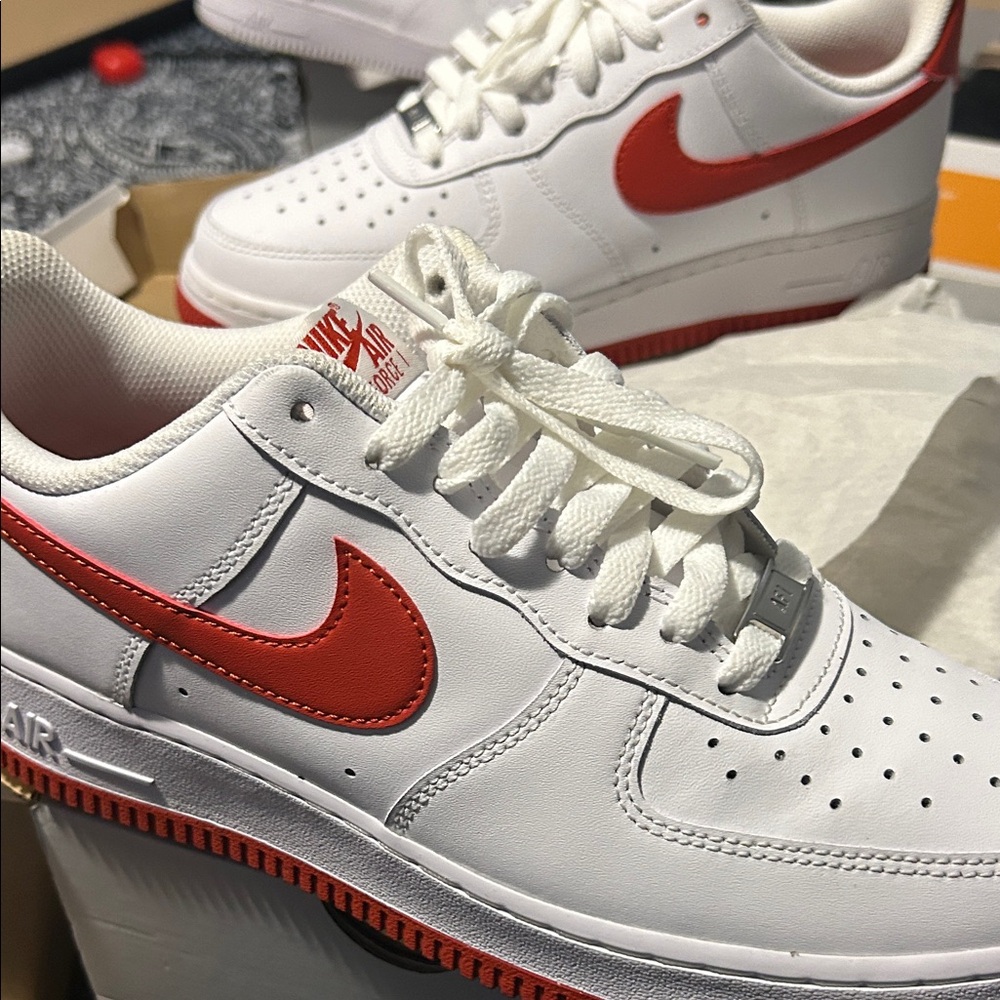 Nike White and Red Men's Shoes